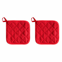 Aanbieding! Miyuadkai ovenwanten in de uitverkoop, 2-delige set van 6 kleuren, katoenen pannenlappen, machinewasbaar, 8x8 cm, rode ovenwanten.