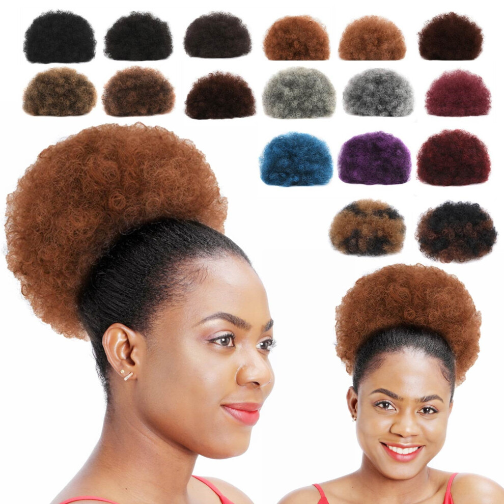 Human Hair Ponytail Extension Clip-on Kinky Curly Bun