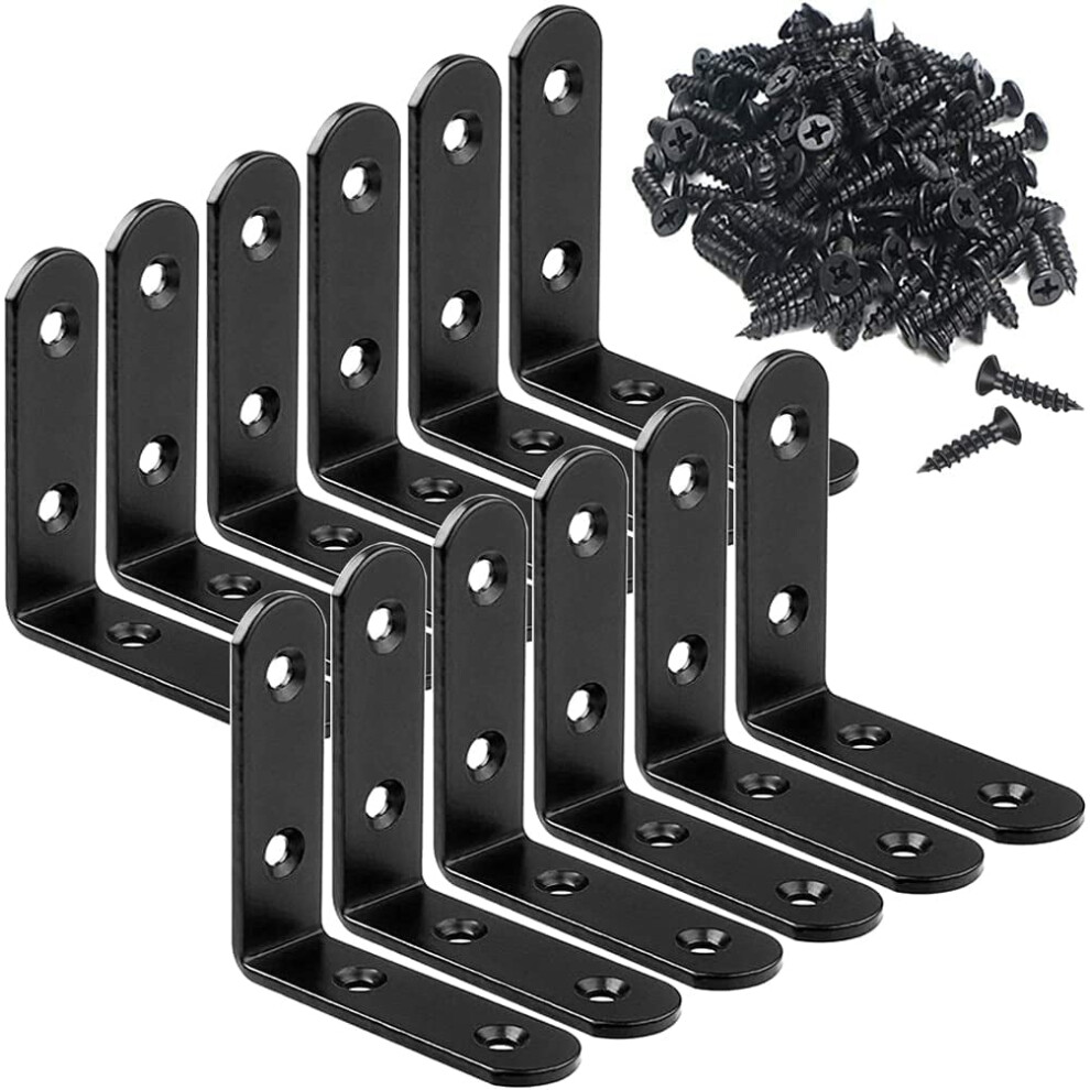 Black Corner Braces L Brackets Stainless Steel 20 Pcs 900881770132