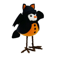 Halloween Bat Ornament 3D Plush Black Bat with Wings