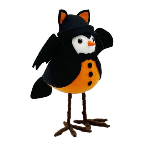 Halloween Bat Ornament 3D Plush Black Bat with Wings