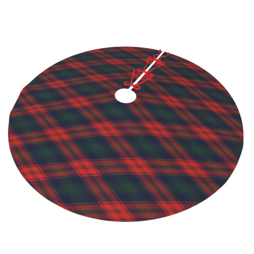 Christmas Tree Skirt Plaid 48 Inch Thick Rustic Holiday 1