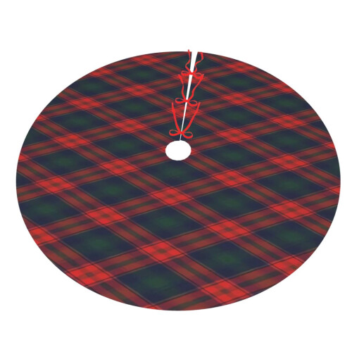 Christmas Tree Skirt Plaid 48 Inch Thick Rustic Holiday 2