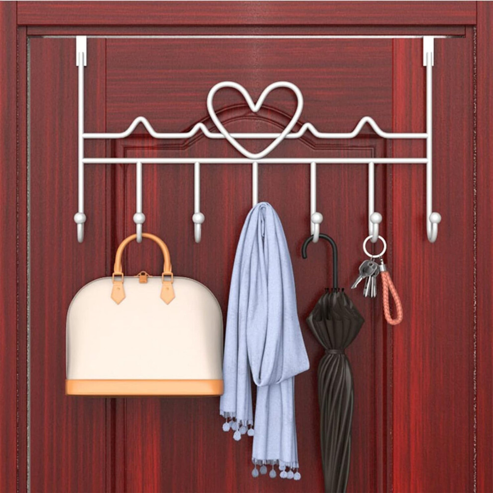 Over Door Towel Hanger With 7 Hooks White Metal 900881760164