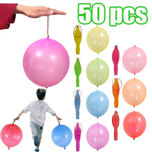 Lot de 50 ballons à percer, ballons résistants pour fêtes d'enfants, ballons rebondissants avec élastique pour anniversaires, mariages et autres
