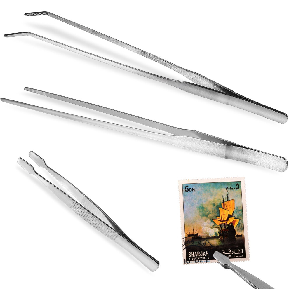 Precision Tweezers Stainless Steel 3 pcs