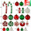 Christmas Ball Ornaments Green Red White 60-Pack 4