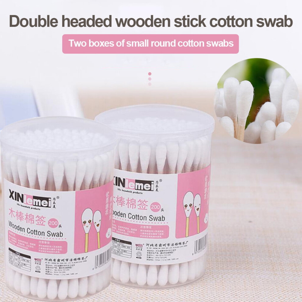 Tdoenbutw Bamboo Cotton Swabs with Precision Tip, 2 Boxes