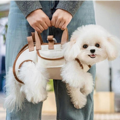 (L, White) Breathable Multi-Function Pet Carrier Backpack - Adjustable Shoulder Sling 2