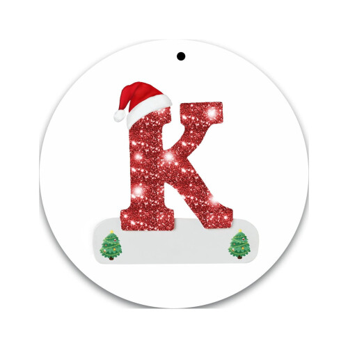 Christmas Tree Ornaments Letters with Red Hat 3 Inch