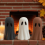 Halloween paper mache ghost decor black white brown 4 pcs 7