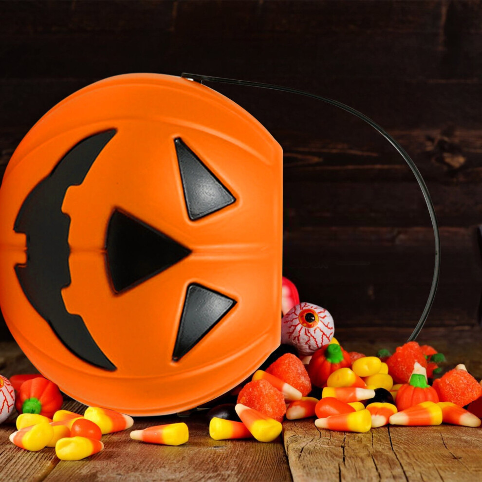 Halloween Pumpkin Bucket Plastic Candy Pail 1 Piece 940684053506