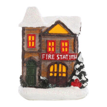 Village de Noël - Maisons et figurines d'arbres illuminées par LED, décoration intérieure de Noël - Bâtiments de collection - Maison à deux