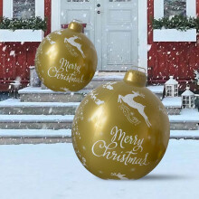 Boules de Noël gonflables Lksixu24", décorations suspendues extérieures en PVC à motifs, réutilisables pour jardin, pelouse, porche.
