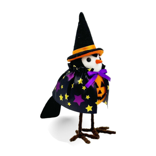 Enfeite de Halloween de pássaro, boneca de pelúcia de bruxa 3D, 1 peça