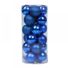 Blue Plastic Christmas Ball Ornaments Shatterproof 24 Pack