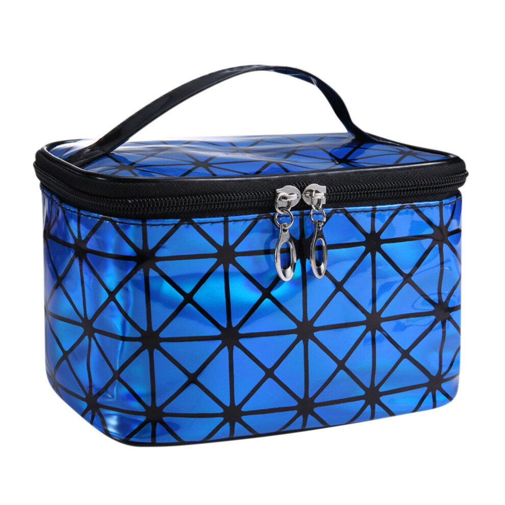 Portable makeup bag large storage zipper lid