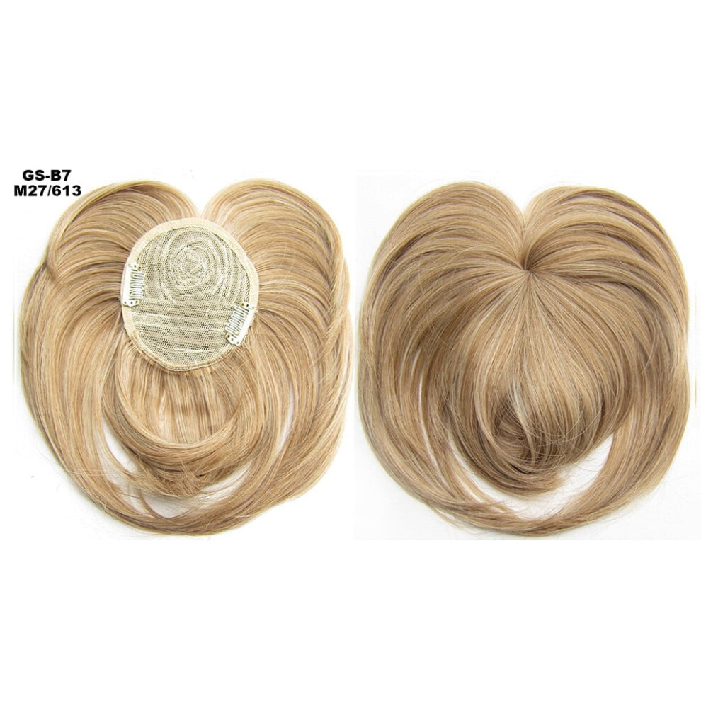 Human Hair Topper for Women with Bangs, Clip-in