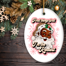 Black Santa Christmas Ornament Realist Style