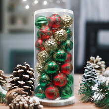 Christmas Bauble Set Red Green Gold 35 Pieces