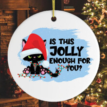 Black Cat Christmas Ornament with Humorous Design