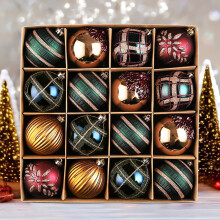 Touch of Gold Glittered Ornament Set Green Blue Bronze