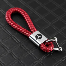 Mercedes-Benz braided leather key ring red one size
