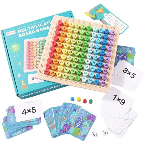 1set Wooden Multiplication Table Math Toy, Math and Arithmetic Teaching Aid, Educational Wooden Board Game Gift
