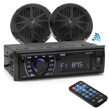 Pyle PLMRKT46BK 5,25-Zoll Bluetooth-Marine-Receiver-Stereo- und Lautsprecher-Set, Schwarz