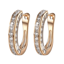 Ozmmyan ronde gouden glitter luxe diamanten oorringen