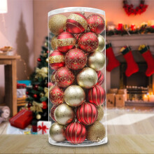 Red and Gold Christmas Ornament Baubles Set 35