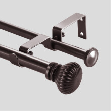Urbanest Fluted Ball dupla függönyrúd szett, 14 cm, 235-300 cm, bronz