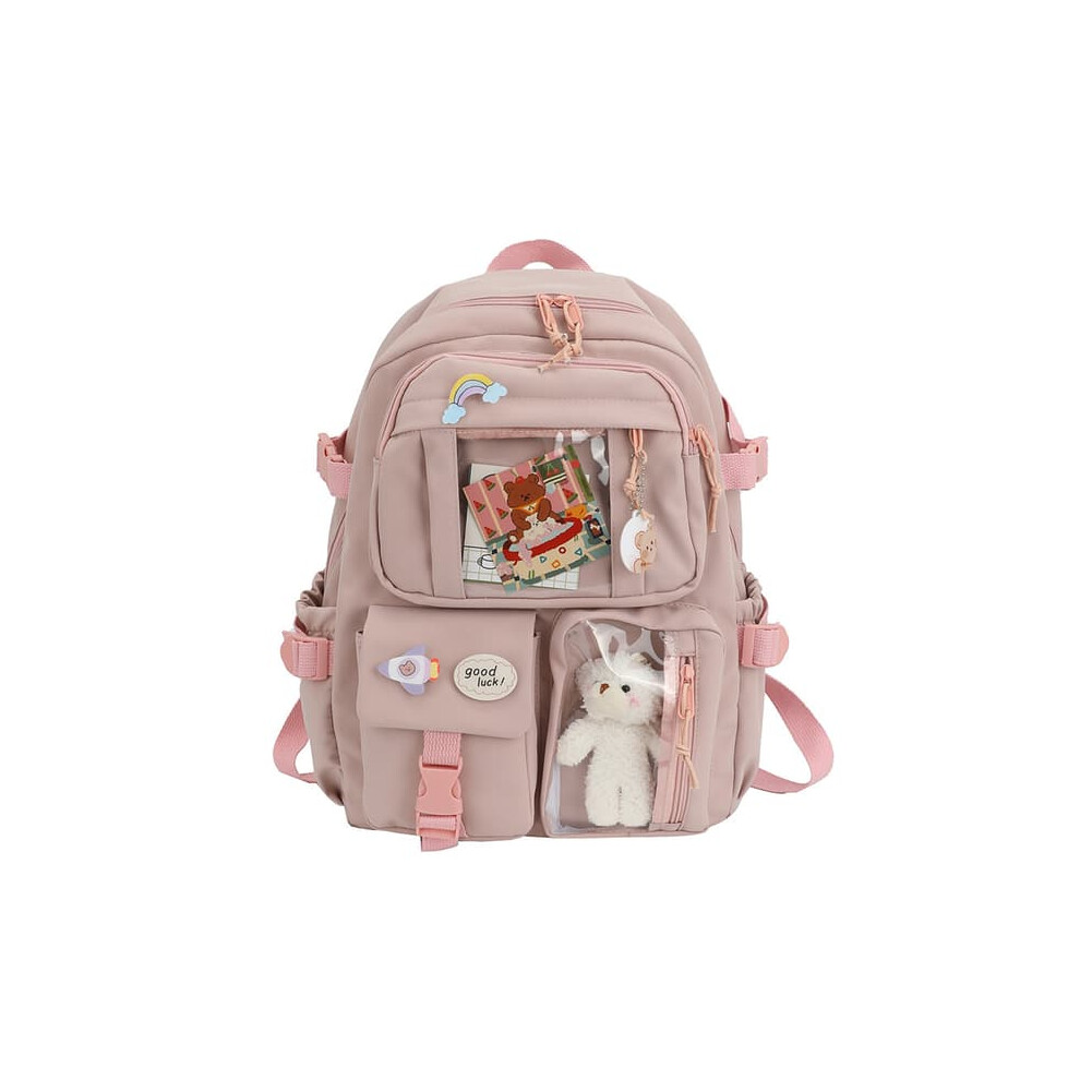 Kawaii Bear Backpack Pink Large Capacity School Bag for