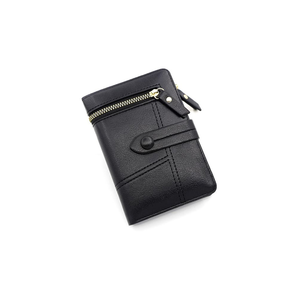 Women's Pu Leather Tri-Fold Wallet Black 962125291384