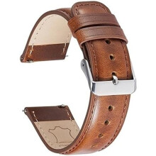 Echtes Leder-Uhrenarmband mit Schnellverschluss, braun, 22 mm