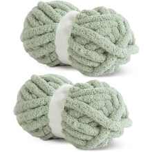 Hilo de chenilla grueso verde salvia para ganchillo, hilo de punto grueso y esponjoso para mantas, suave y afelpado, súper grueso, paquete jumbo de