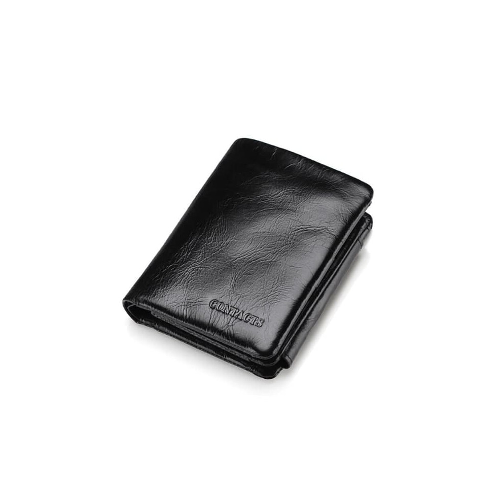 Men's Leather Wallet Slim With Coin Pocket Rfid Black 962125299809