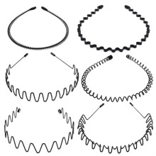 Metal Hair Bands Black Feather Wave Style 6pcs