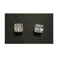 Magnetic earrings silver square stones 7mm