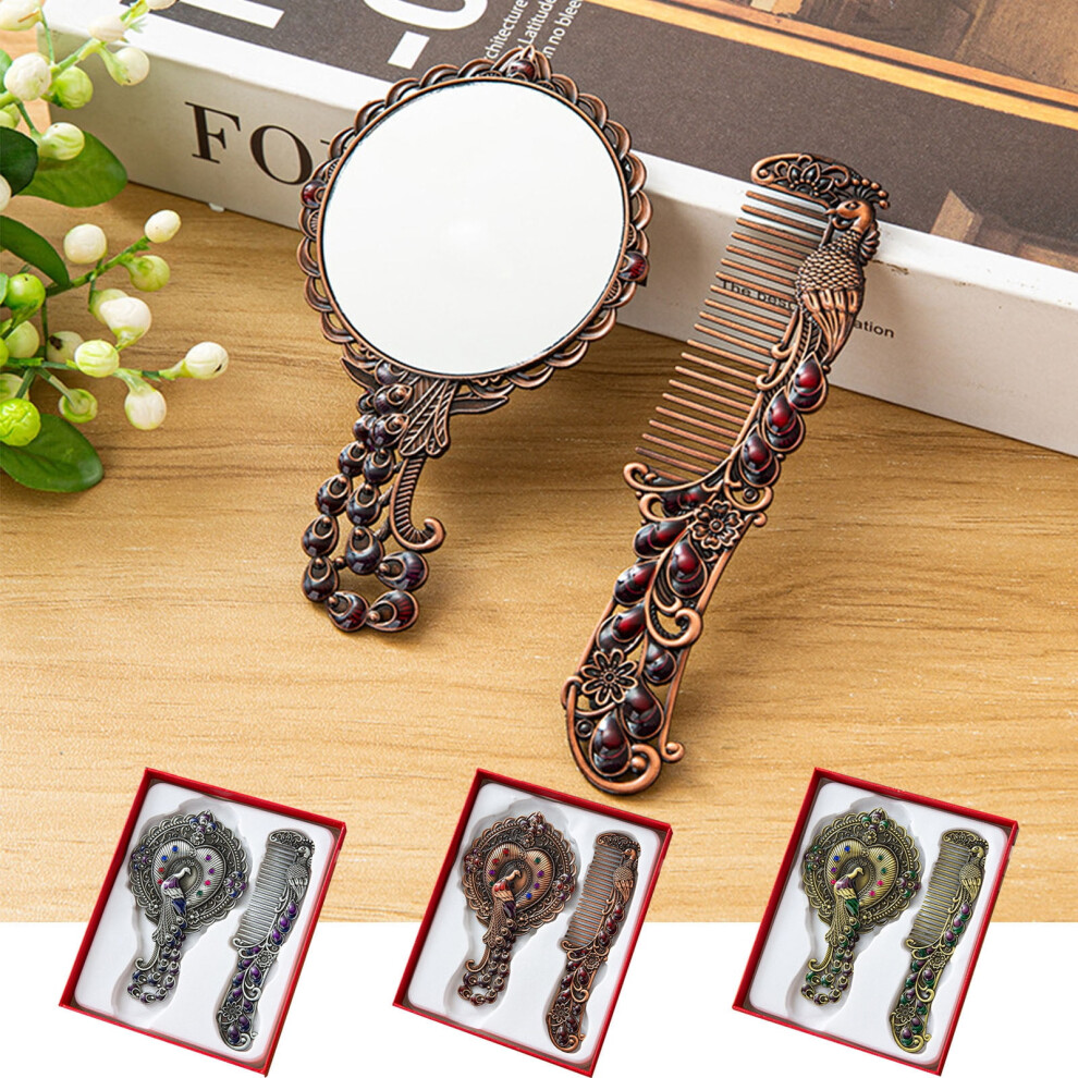 NBHOME handheld vintage makeup mirror set with comb