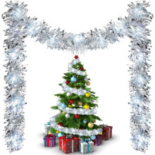 Ghirlanda natalizia di tinsel con 50 luci LED, 5 metri (16,4 piedi)
