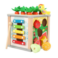 Wooden Activity Cube Montessori Sensory Toy 6-in-1