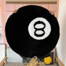 Okaydehi 8 Ball Rug Black Round Non-Slip 32 Inch