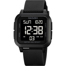 Square Watch Black Large Dial Waterproof Chronograph