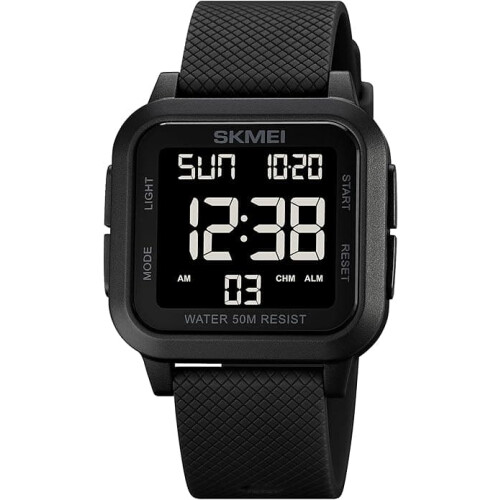 Square Watch Black Large Dial Waterproof Chronograph