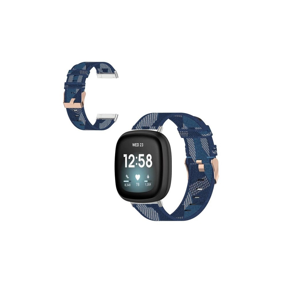 Fitbit Sense Versa 3 Stainless Steel Watch Band Stripes Blue 962125299991