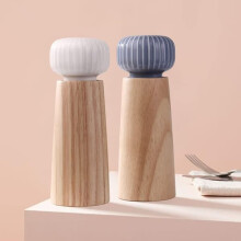 Set macina sale e pepe - Macinapepe in legno e ceramica con macinatura regolabile, diametro 17,5 cm