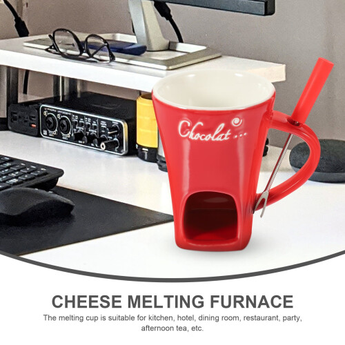 Ceramic cheese warmer with fork 1 set 2