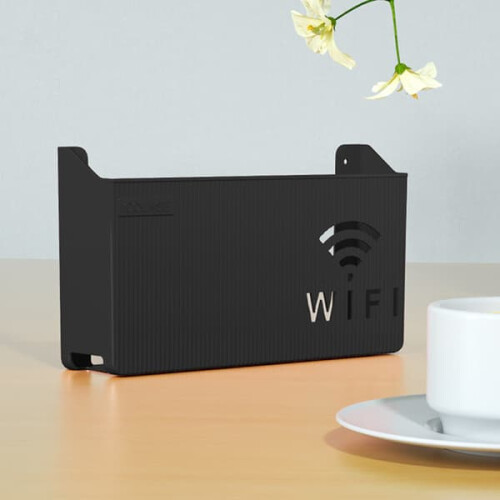 Wireless WiFi Router Shelf Storage Box Black ABS