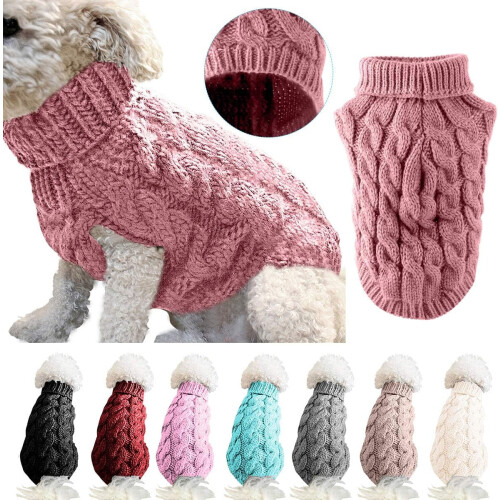 Hunde-Rollkragenpullover, Strickpullover, Patchwork, Winterwärmer, Größe S